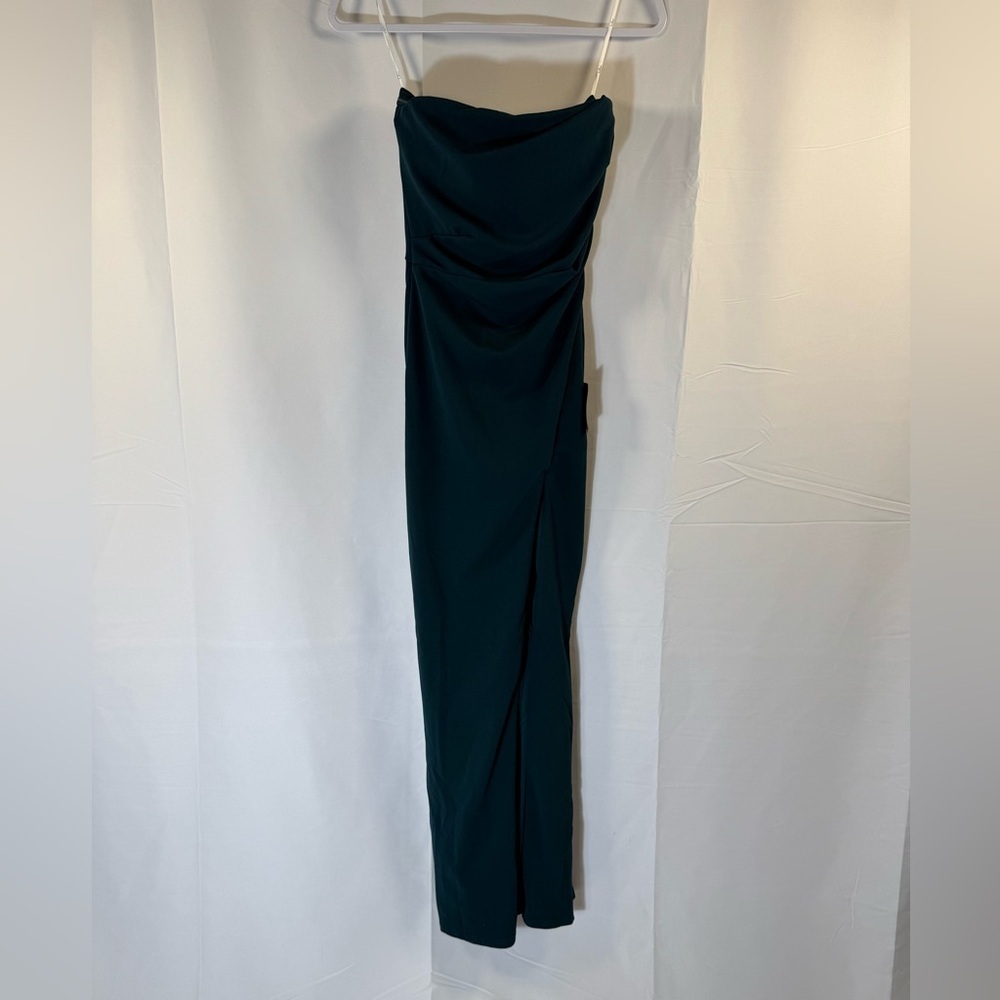 Lulus Elegant Dark Green Strapless Gown XS